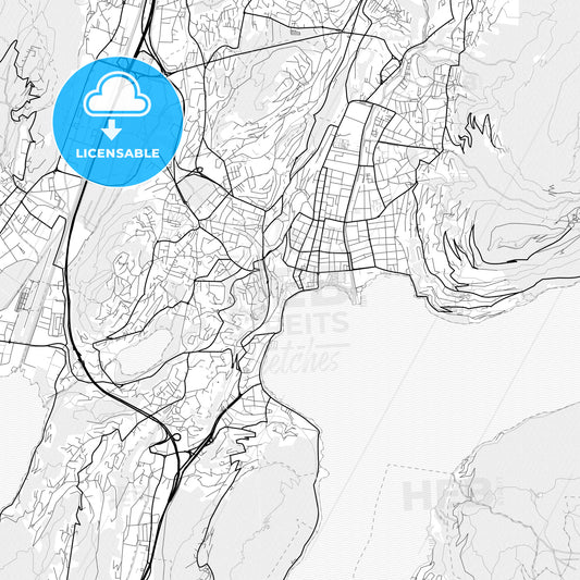 Vector PDF map of Lugano, Switzerland