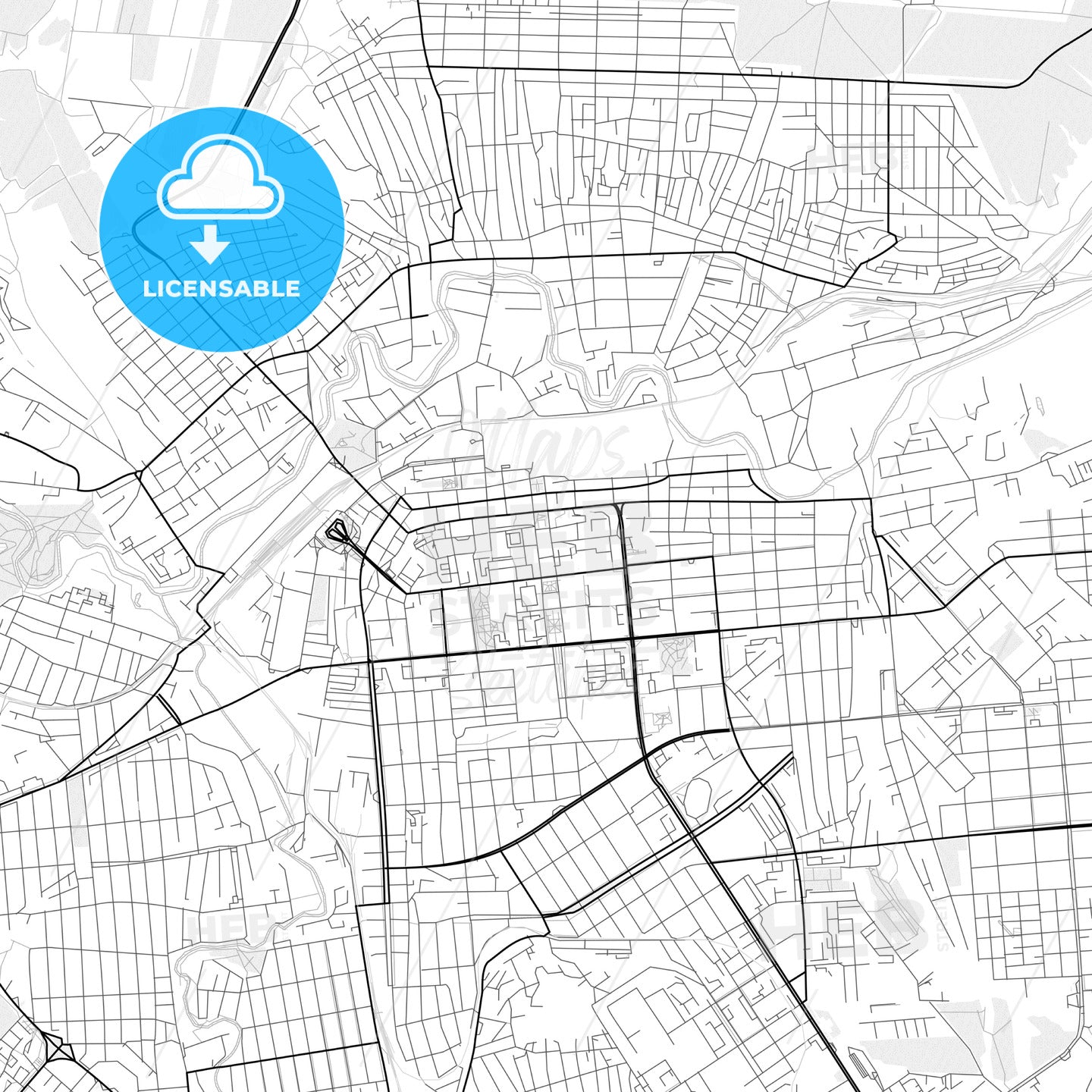 Vector PDF map of Luhansk, Ukraine