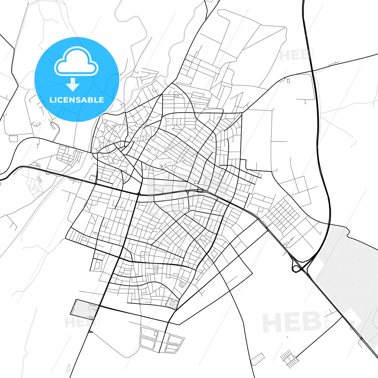 Vector PDF map of Lüleburgaz, Turkey