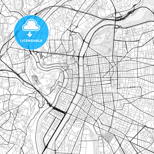 Vector PDF map of Lyon, France