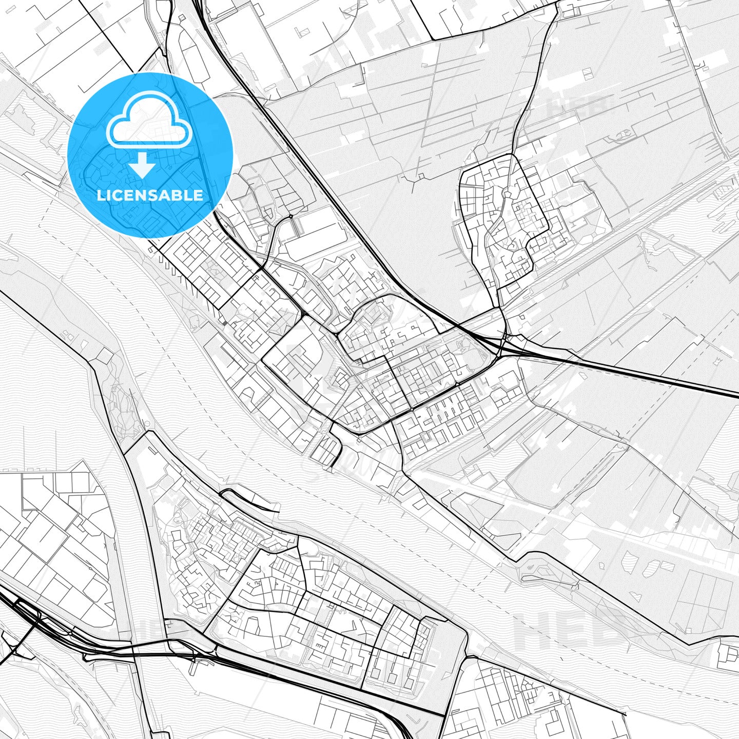 Vector PDF map of Maassluis, Netherlands