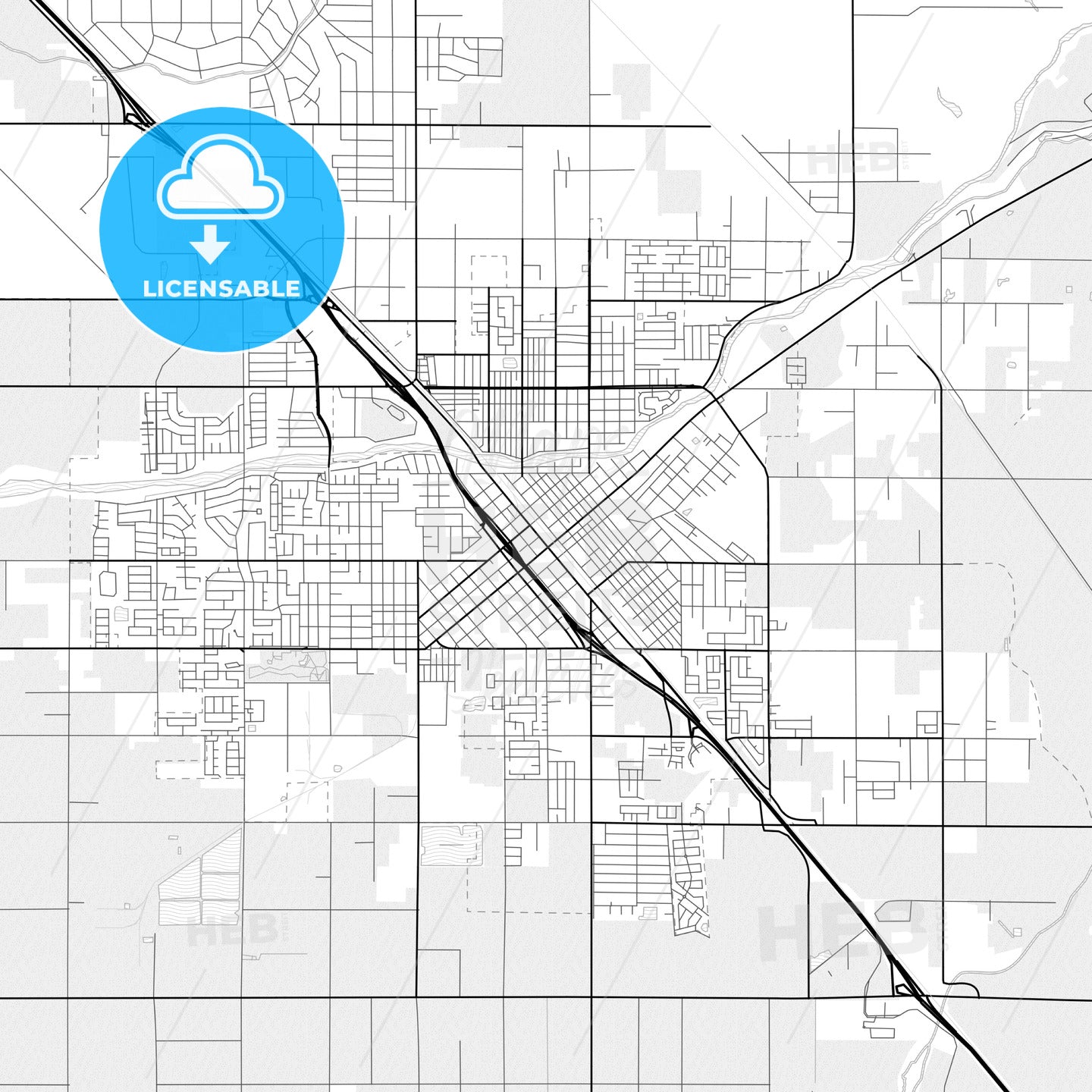 Vector PDF map of Madera, California, United States