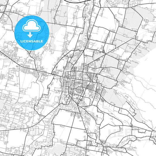 Vector PDF map of Madiun, Indonesia