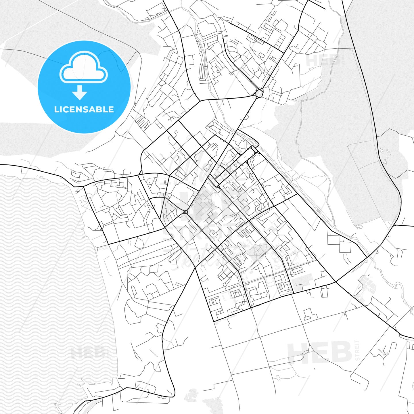 Vector PDF map of Magadan, Russia