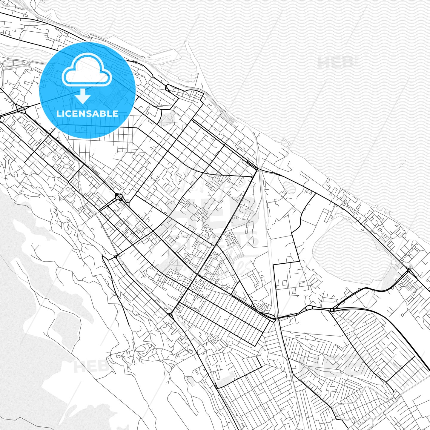 Vector PDF map of Makhachkala, Russia