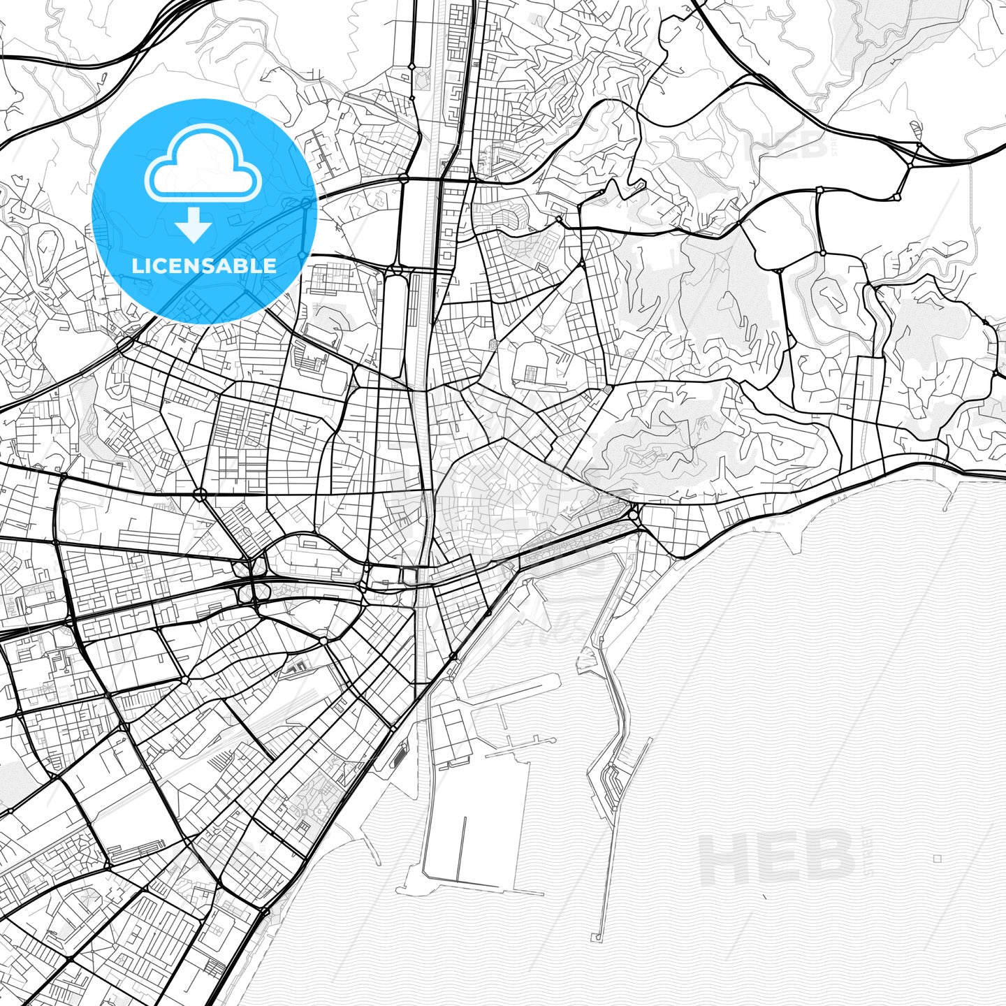 Vector PDF map of Málaga, Spain