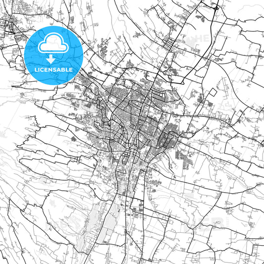 Vector PDF map of Malang, Indonesia