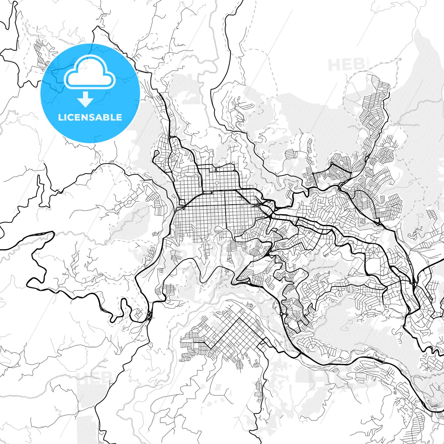 Vector PDF map of Manizales, Colombia