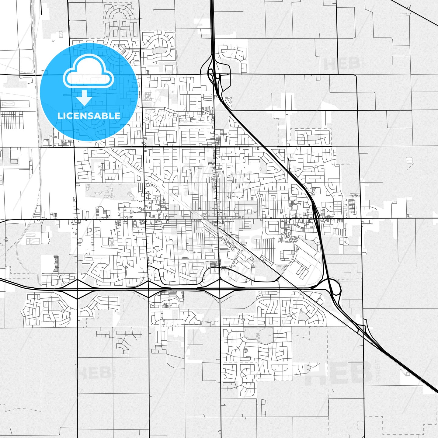 Vector PDF map of Manteca, California, United States