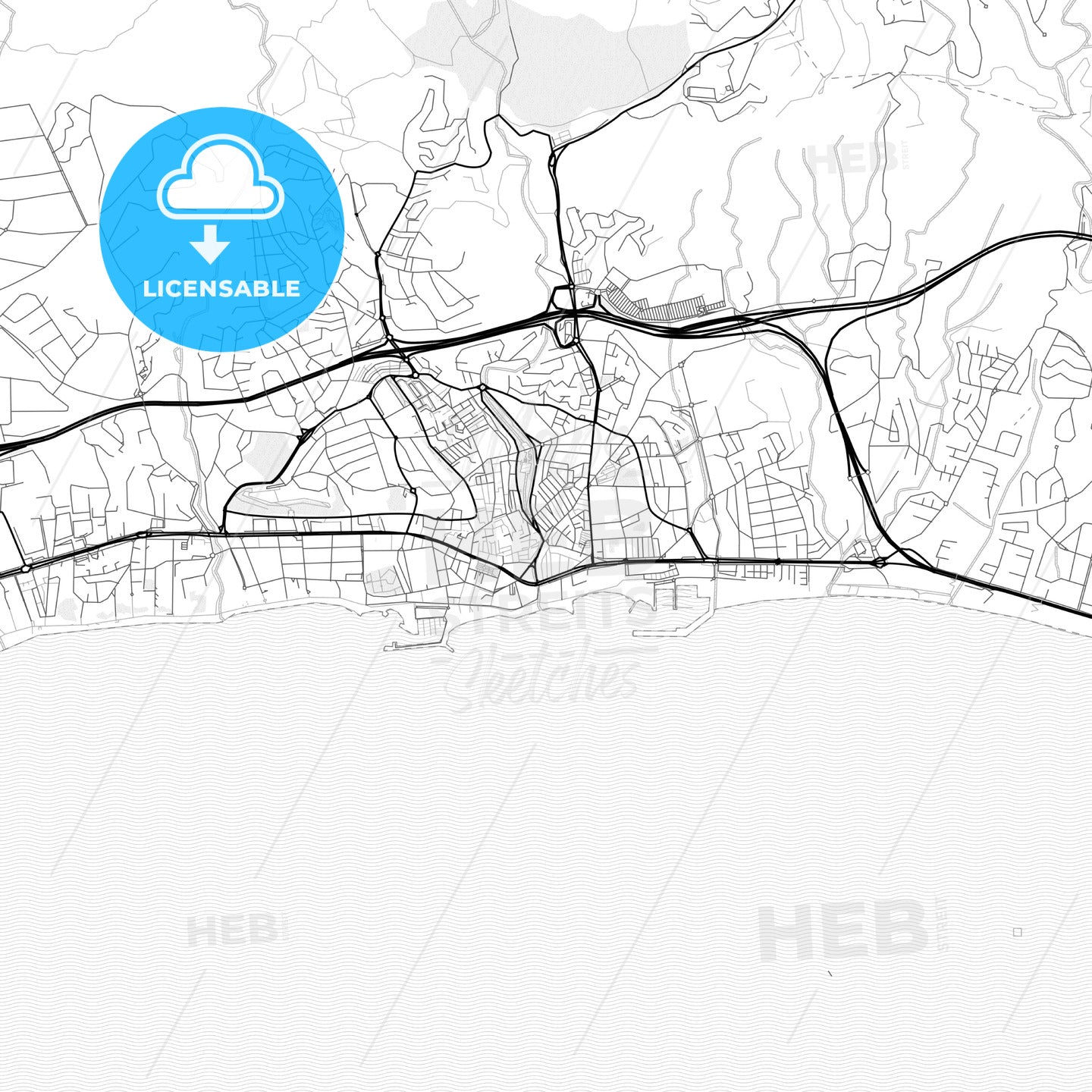 Vector PDF map of Marbella, Spain