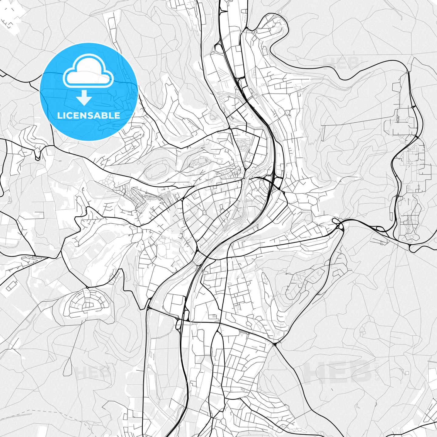 Vector PDF map of Marburg, Germany