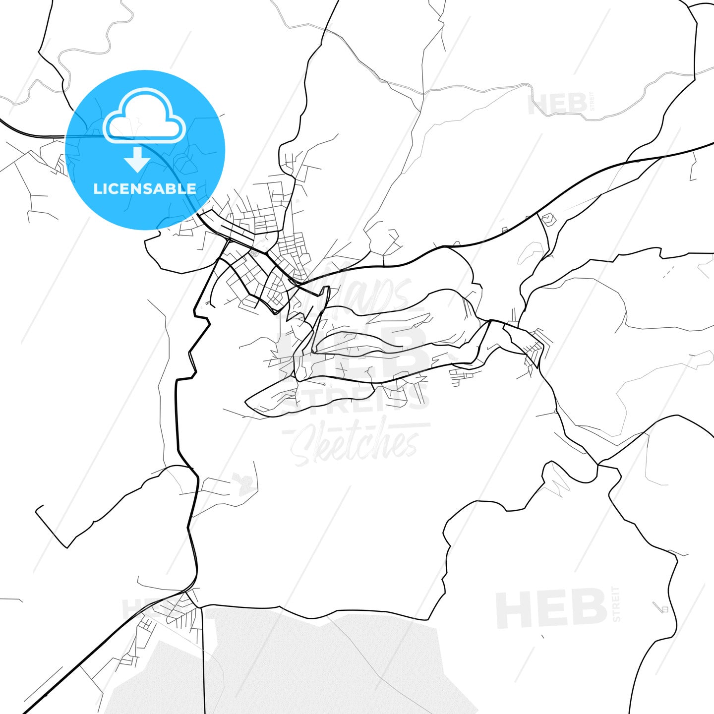 Vector PDF map of Mardin, Turkey