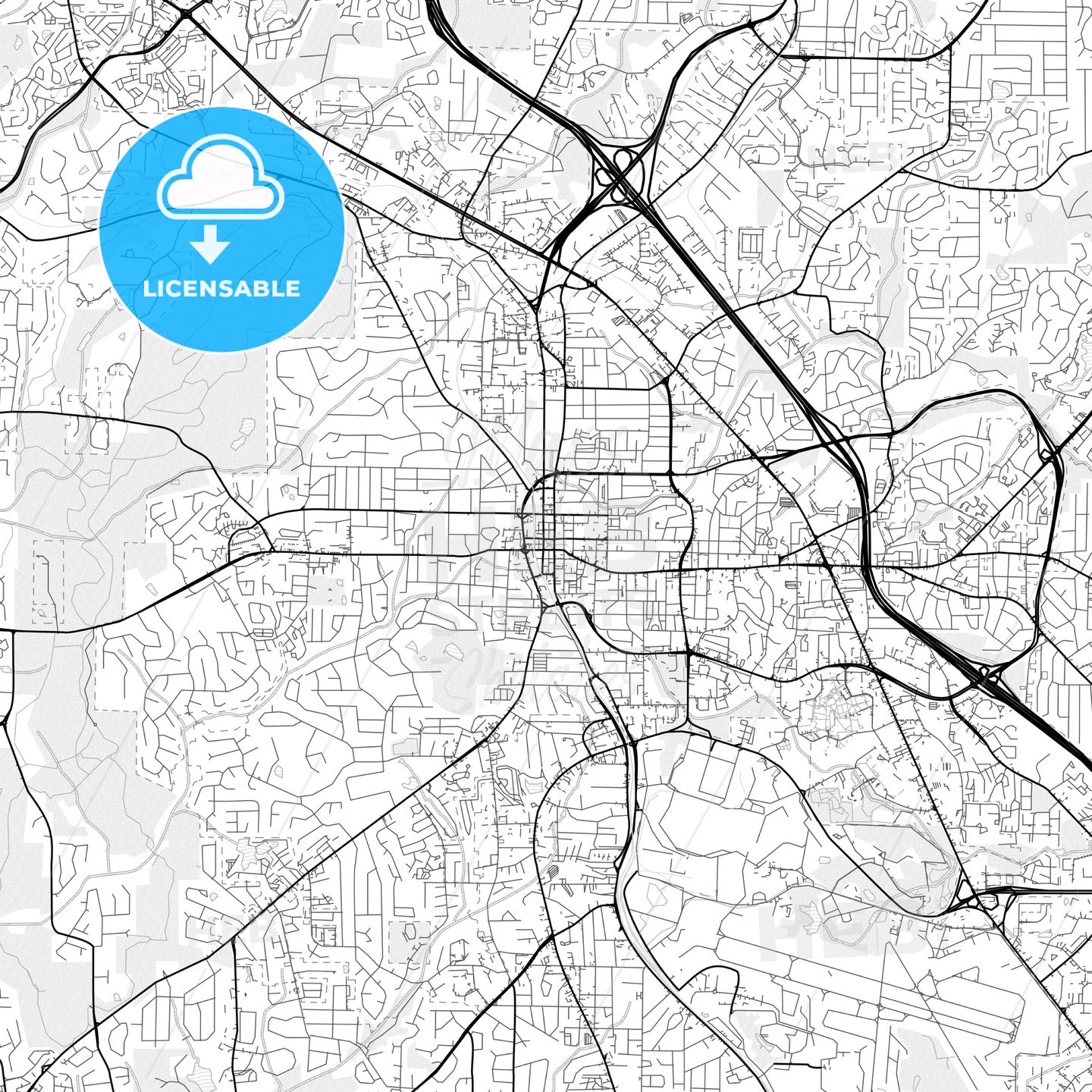 Vector PDF map of Marietta, Georgia, United States