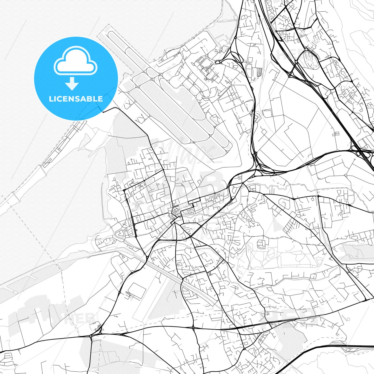 Vector PDF map of Marignane, France