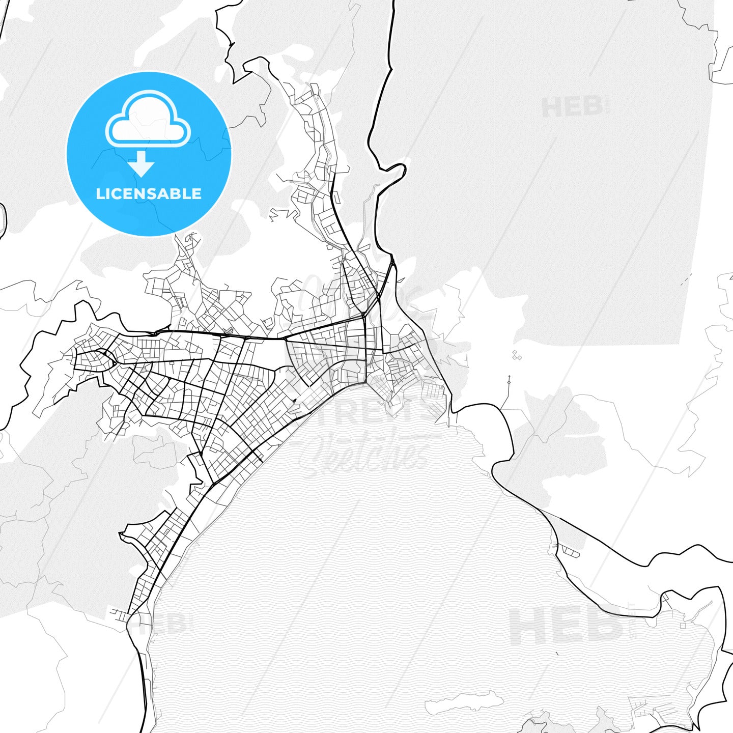 Vector PDF map of Marmaris, Turkey