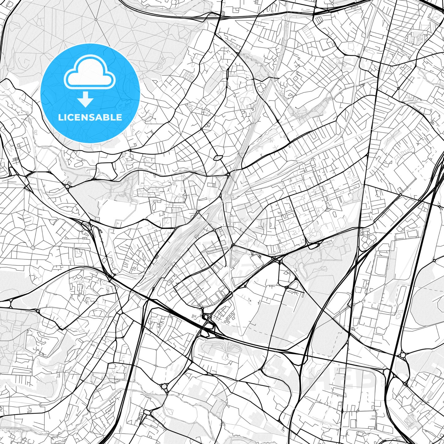 Vector PDF map of Massy, France