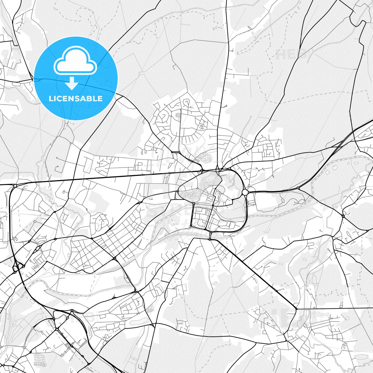 Vector PDF map of Maubeuge, France