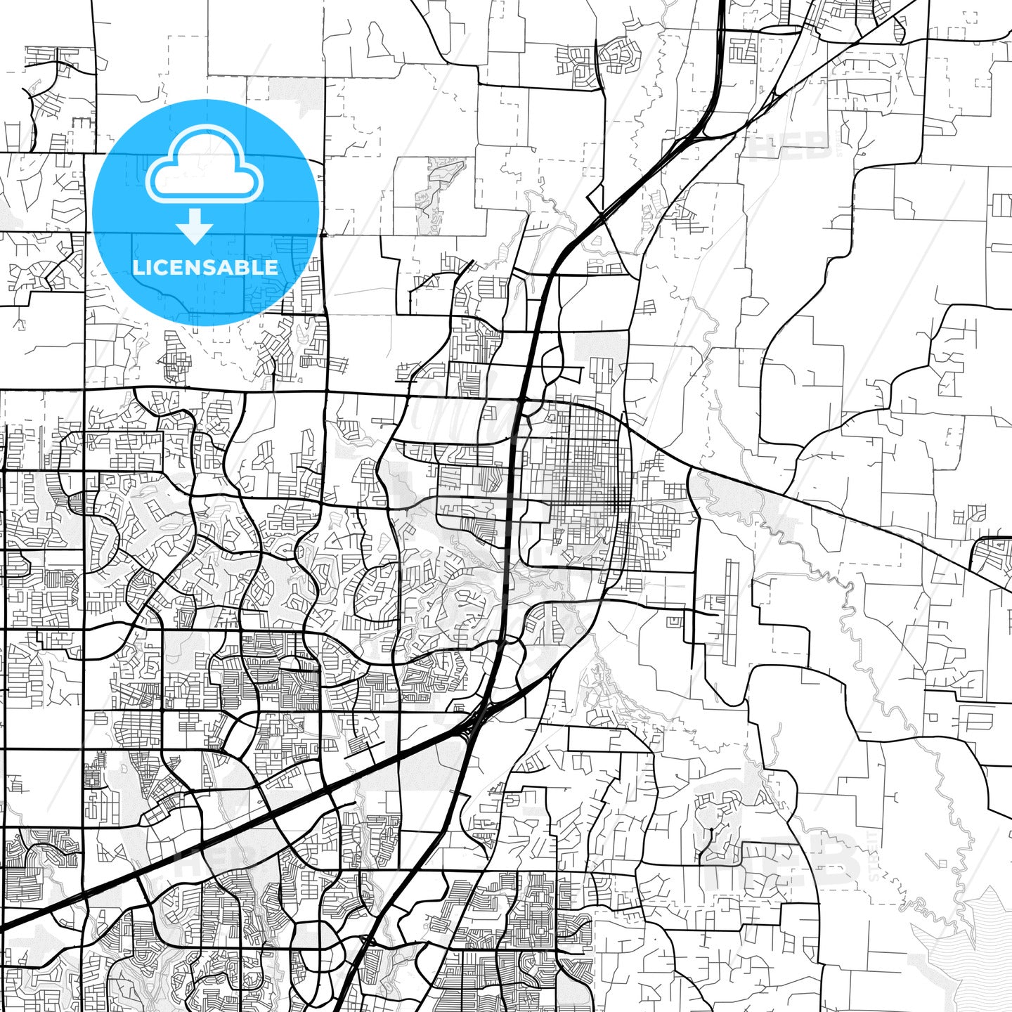 Vector PDF map of McKinney, Texas, United States
