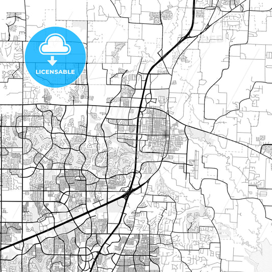 Vector PDF map of McKinney, Texas, United States