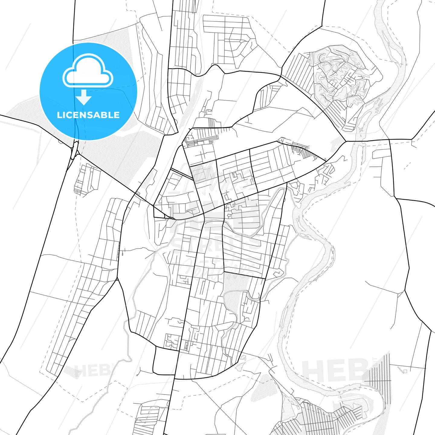 Vector PDF map of Meleuz, Russia