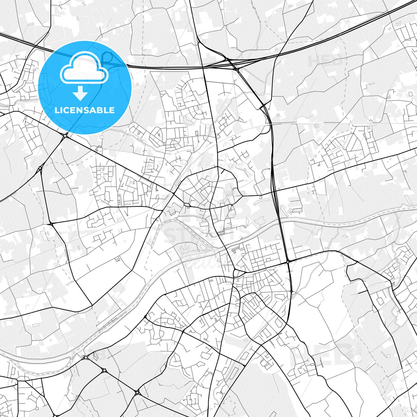 Vector PDF map of Menen, Belgium