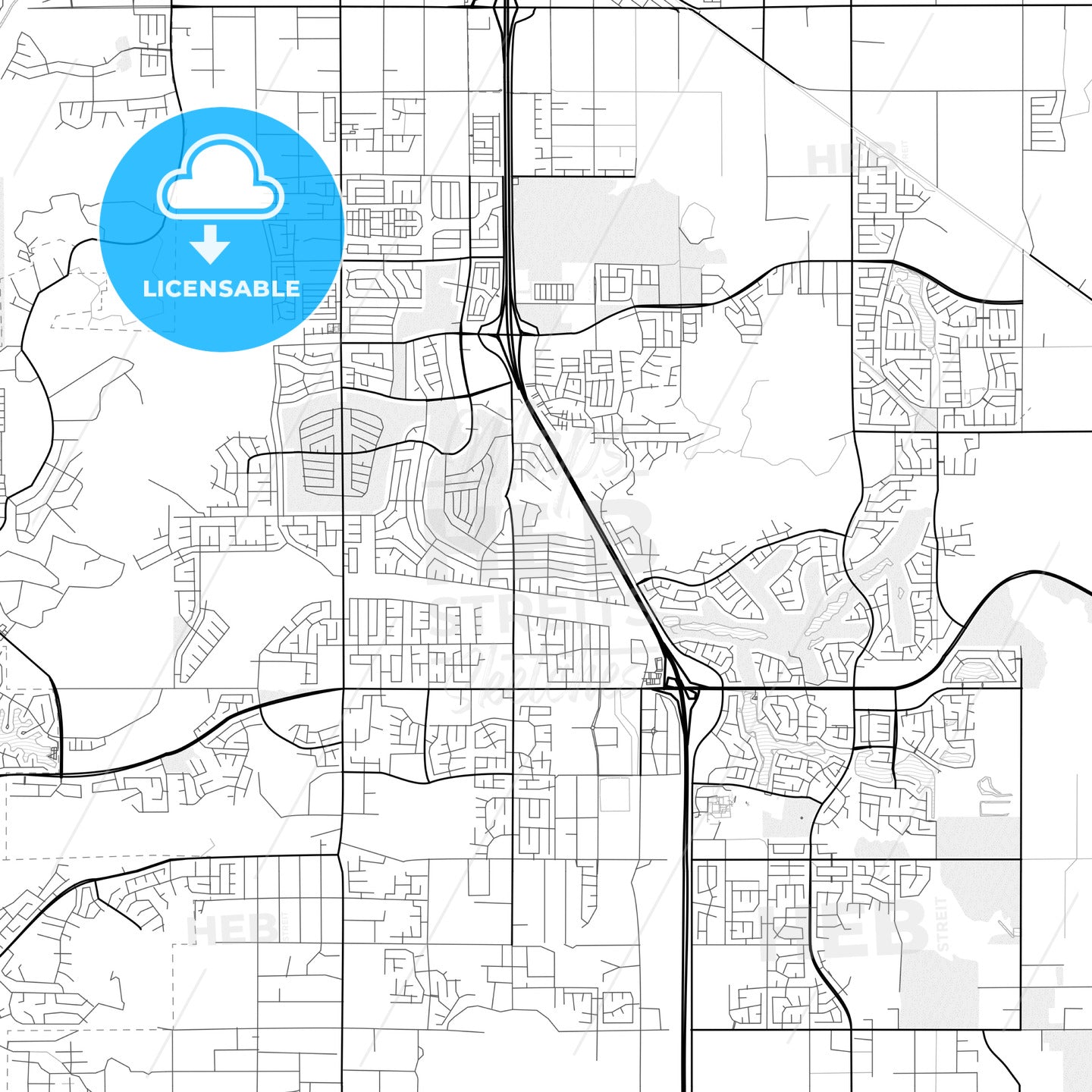 Vector PDF map of Menifee, California, United States