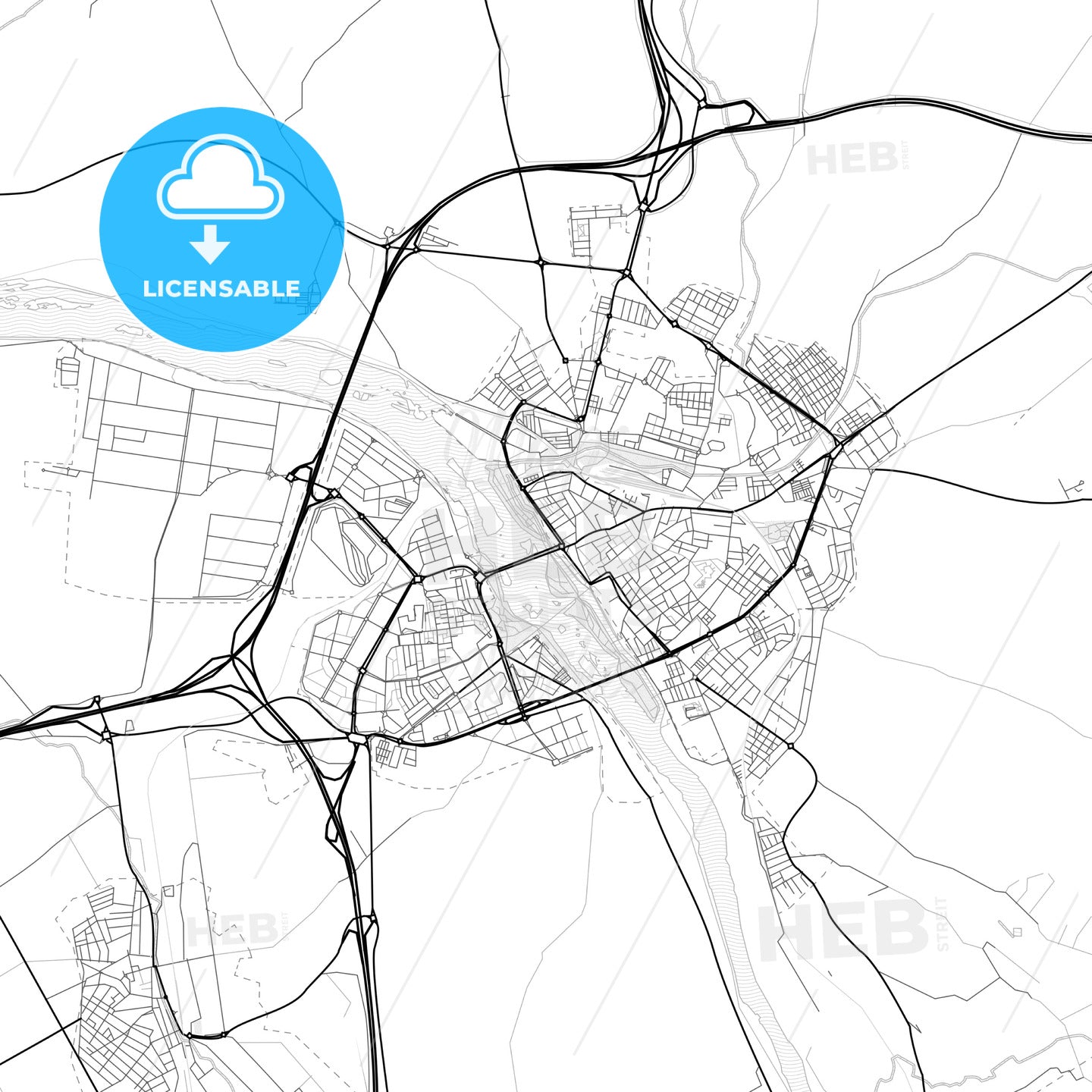 Vector PDF map of Mérida, Spain