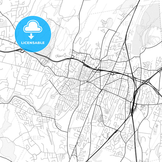 Vector PDF map of Meriden, Connecticut, United States