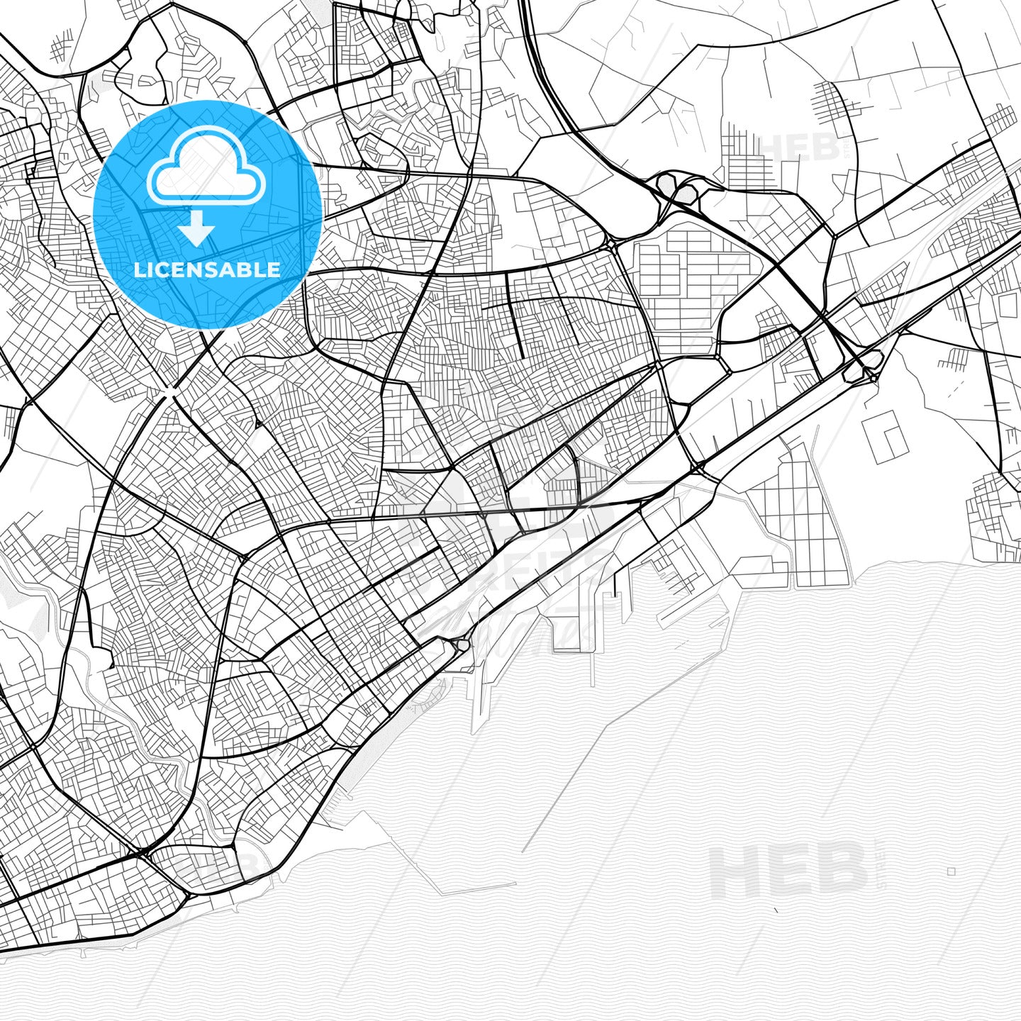 Vector PDF map of Mersin, Turkey