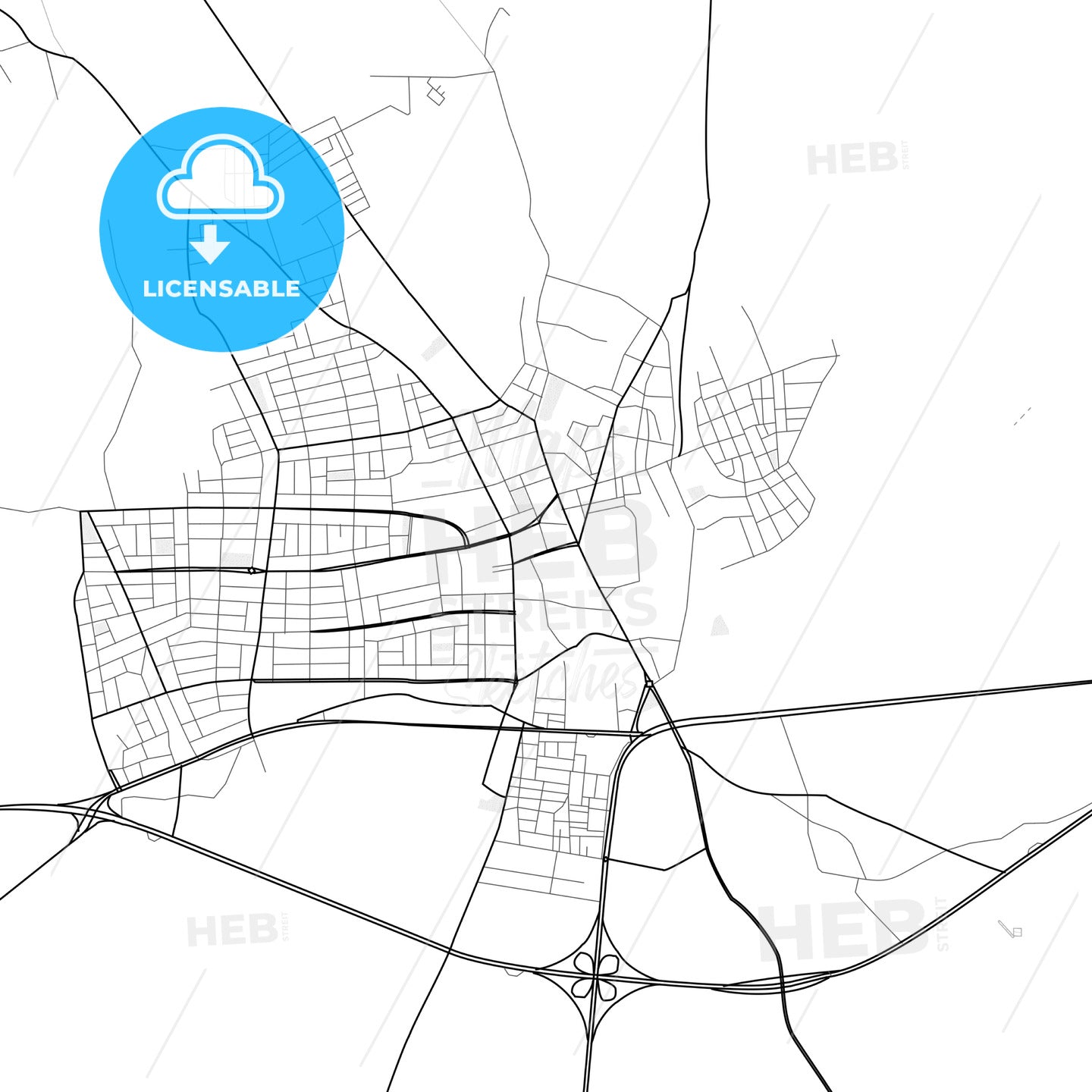 Vector PDF map of Merzifon, Turkey