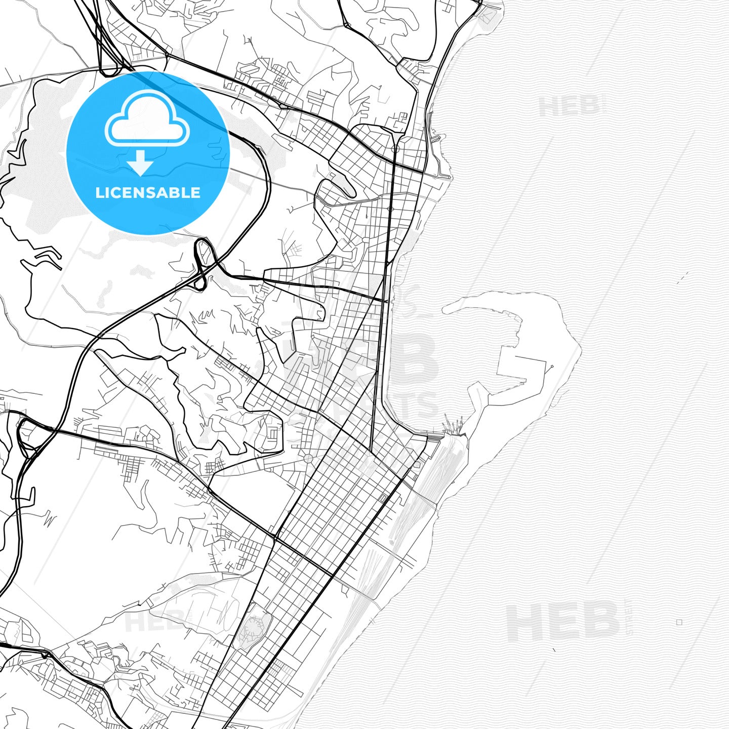 Vector PDF map of Messina, Italy