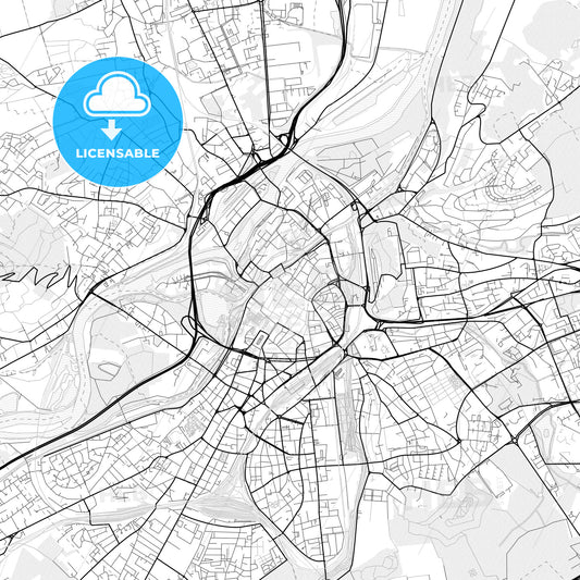 Vector PDF map of Metz, France
