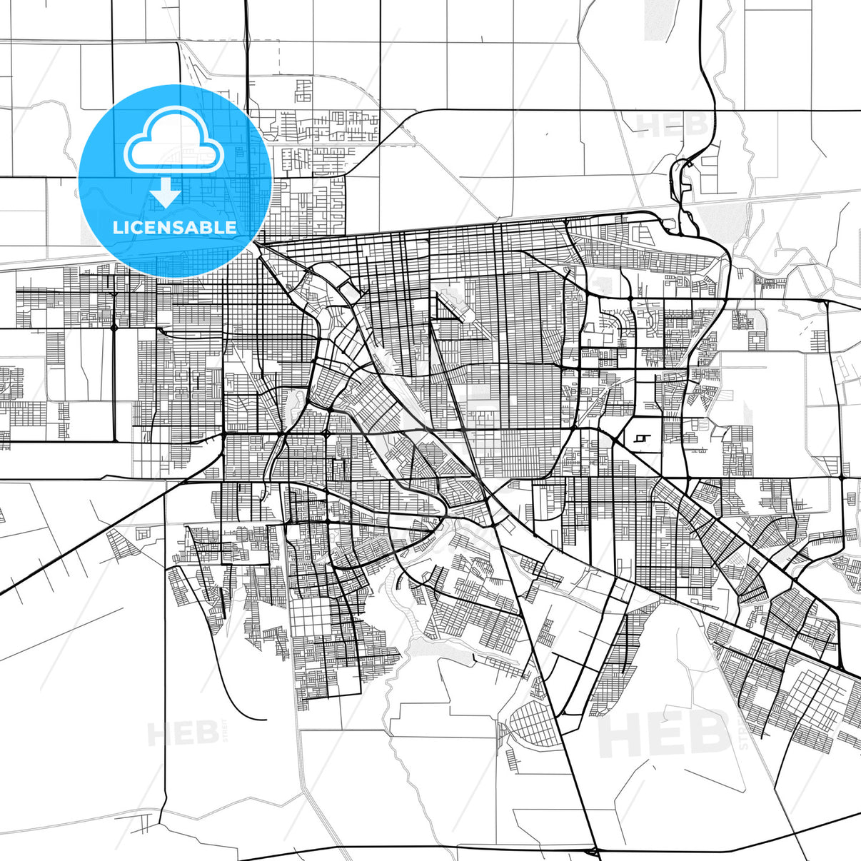 Vector PDF map of Mexicali, Mexico - HEBSTREITS