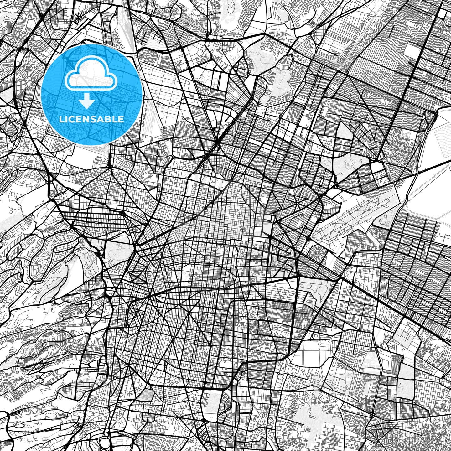 Vector PDF map of Mexico City, Mexico
