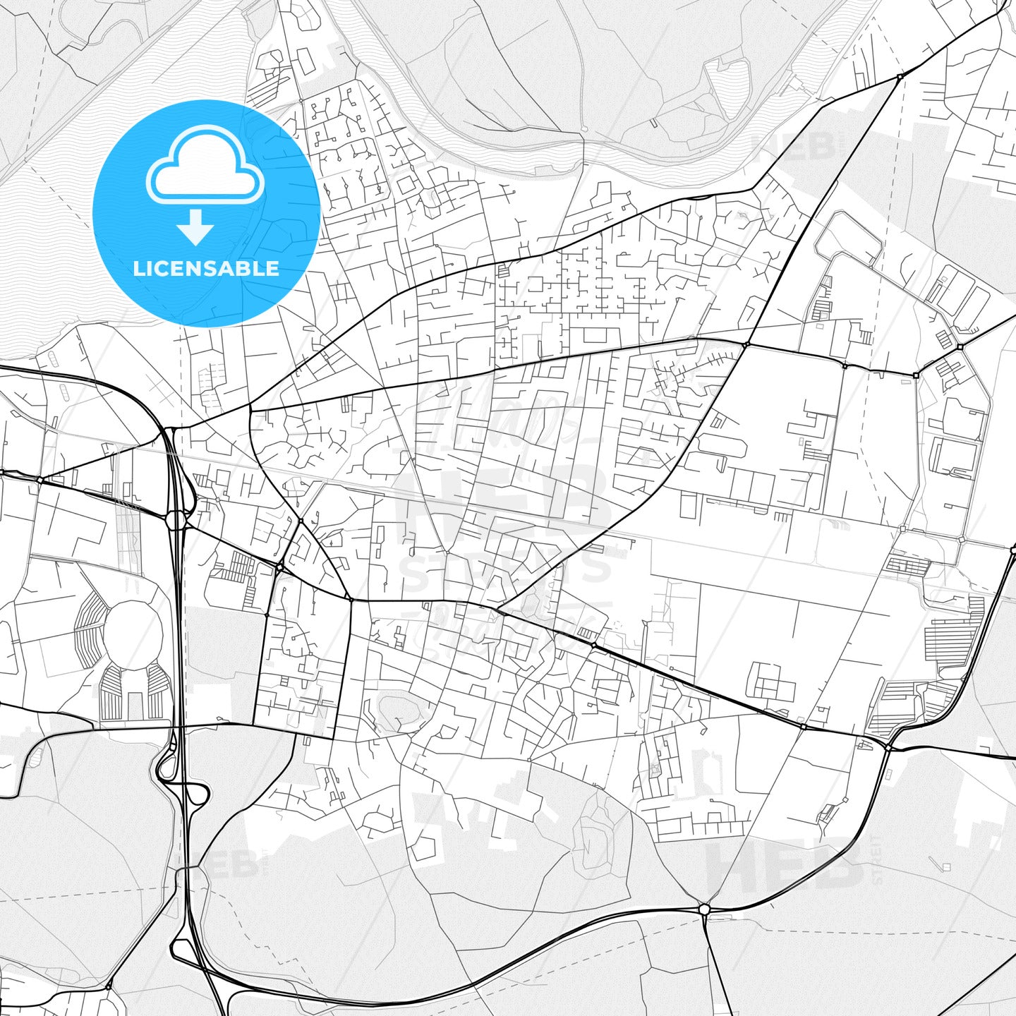 Vector PDF map of Meyzieu, France