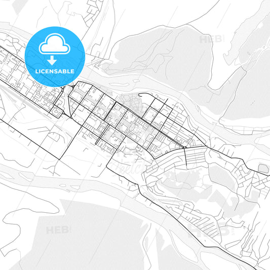 Vector PDF map of Mezhdurechensk, Russia