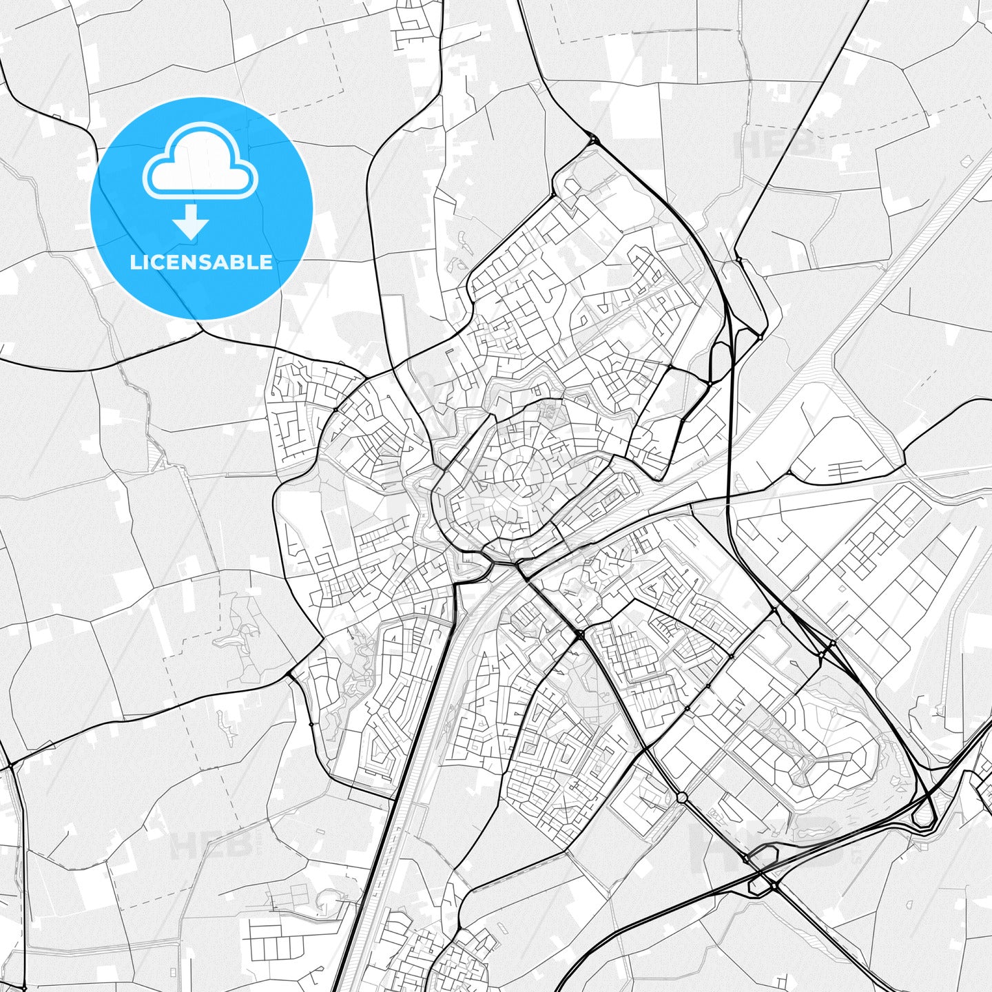 Vector PDF map of Middelburg, Netherlands