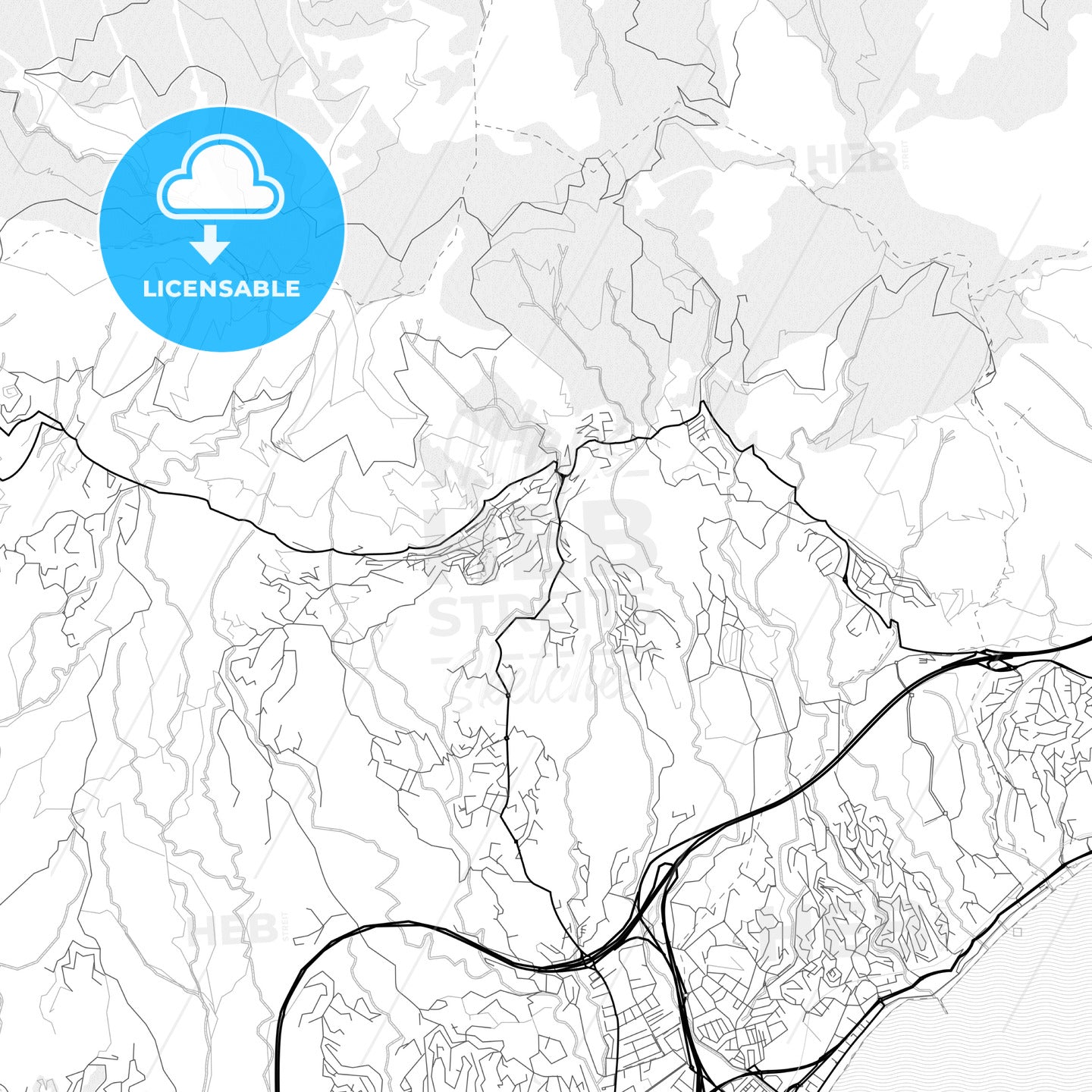 Vector PDF map of Mijas, Spain