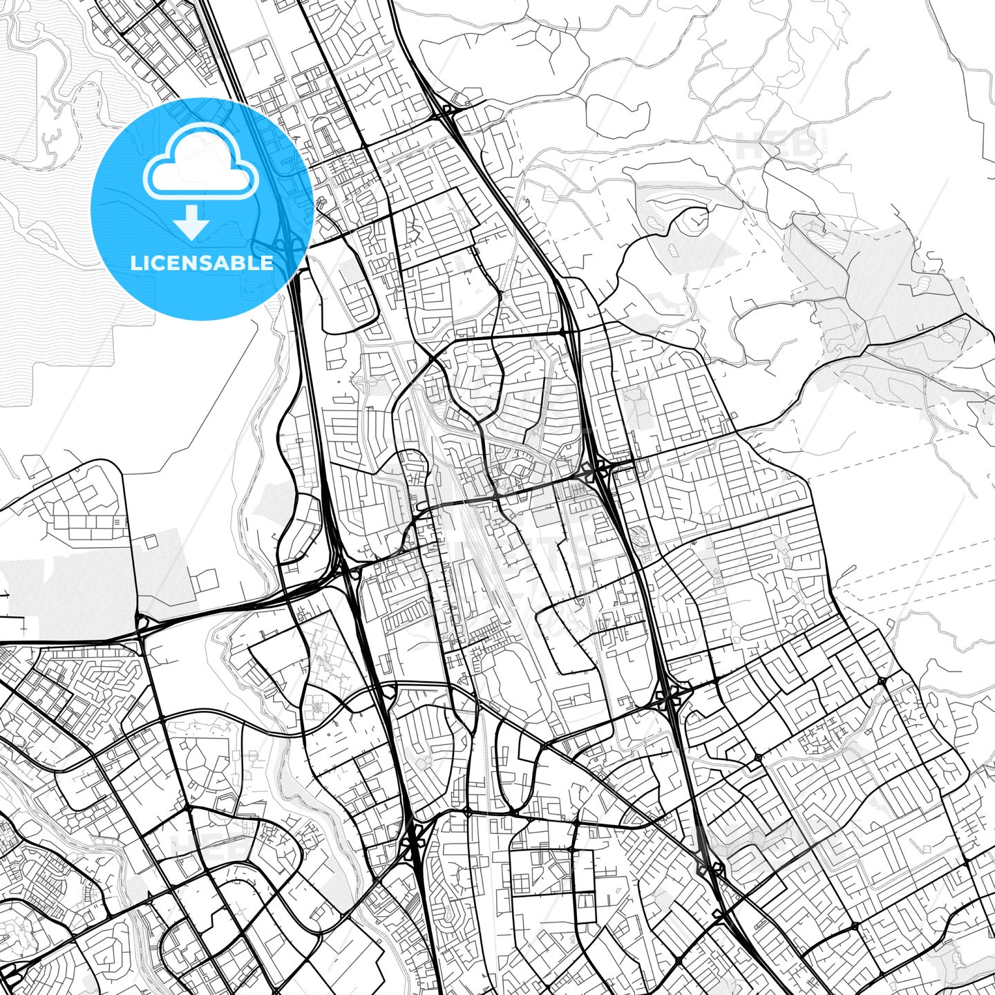 Vector PDF map of Milpitas, California, United States