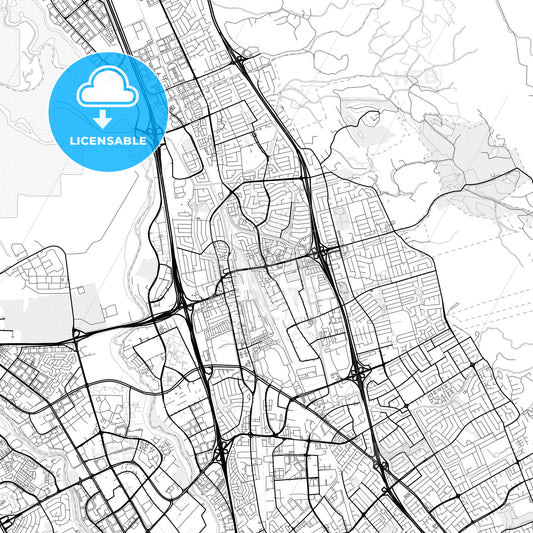 Vector PDF map of Milpitas, California, United States