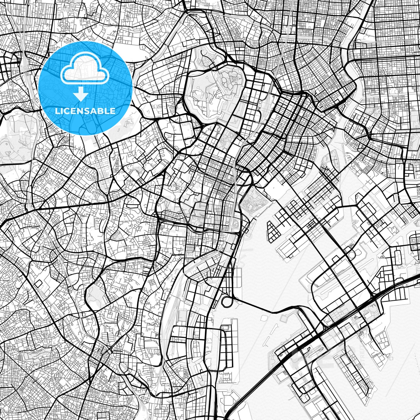 Vector PDF map of Minato, Japan