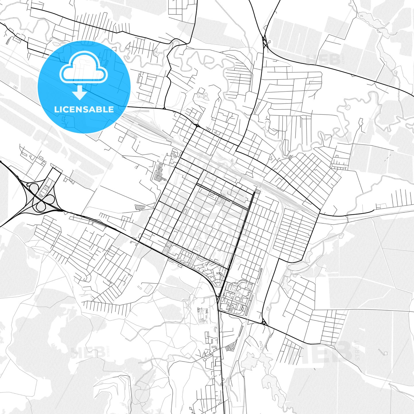 Vector PDF map of Mineralnye Vody, Russia