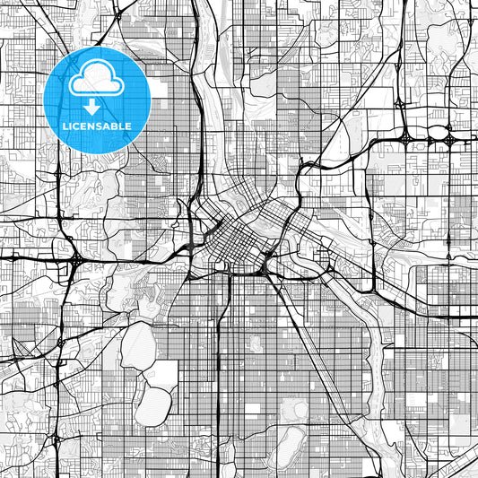 Vector PDF map of Minneapolis, Minnesota, United States