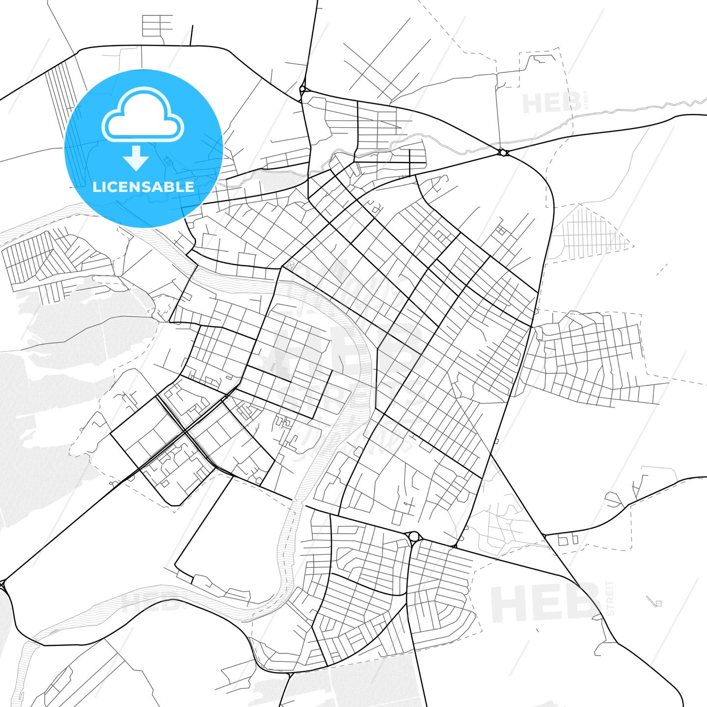 Vector PDF map of Minusinsk, Russia