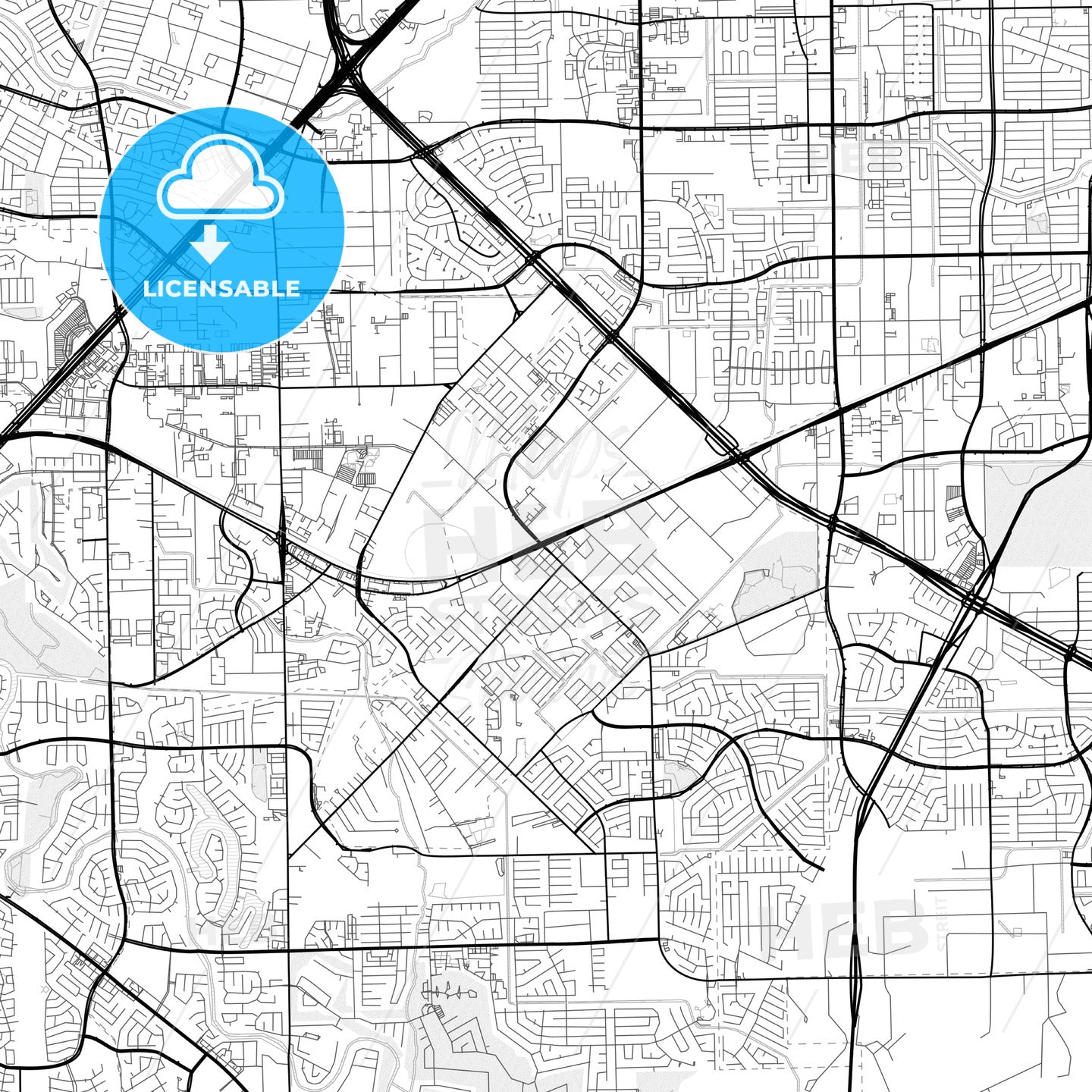 Vector PDF map of Missouri City, Texas, United States