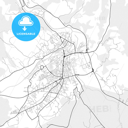 Vector PDF map of Mitrovicë / Kosovska Mitrovica, Kosovo