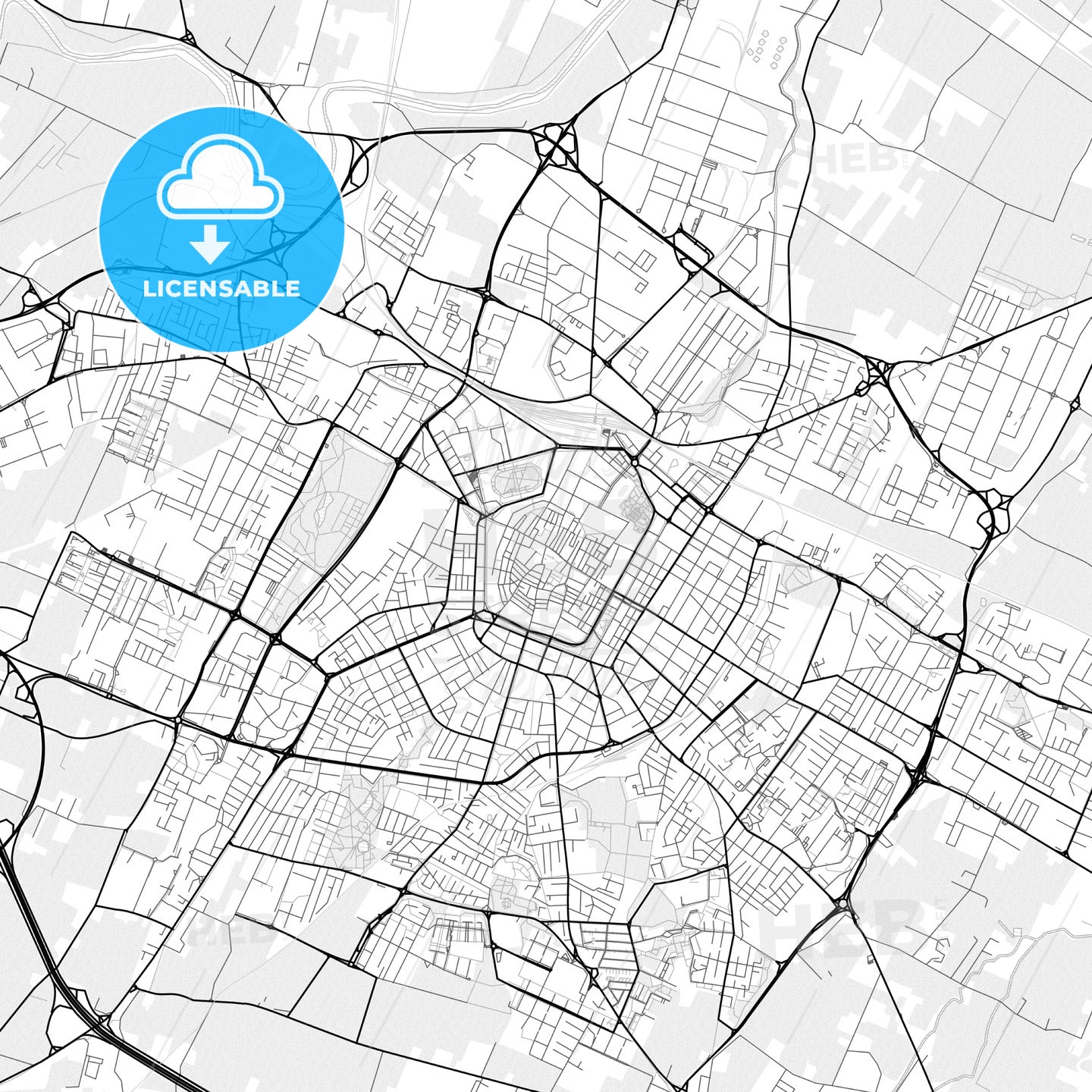 Vector PDF map of Modena, Italy