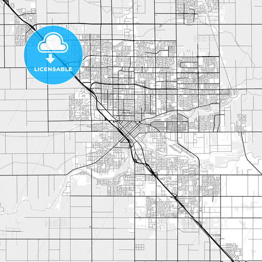 Vector PDF map of Modesto, California, United States