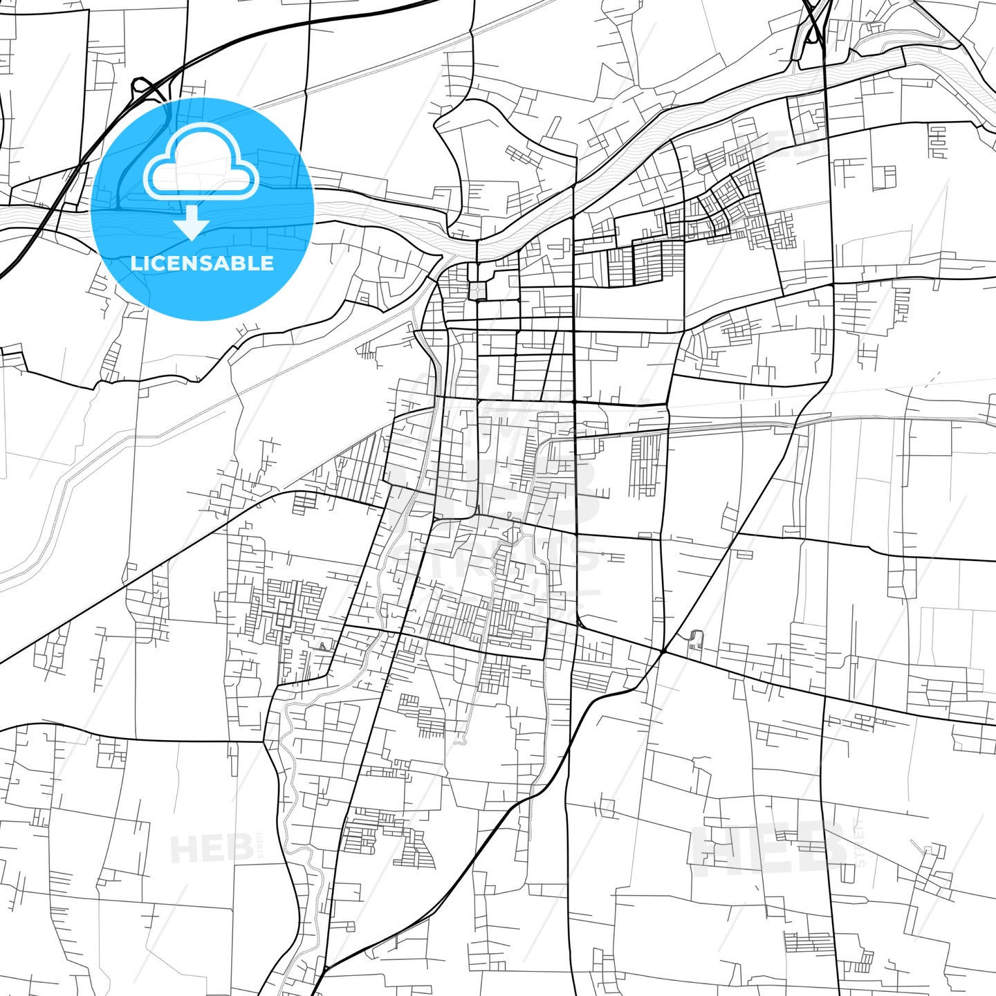 Vector PDF map of Mojokerto, Indonesia