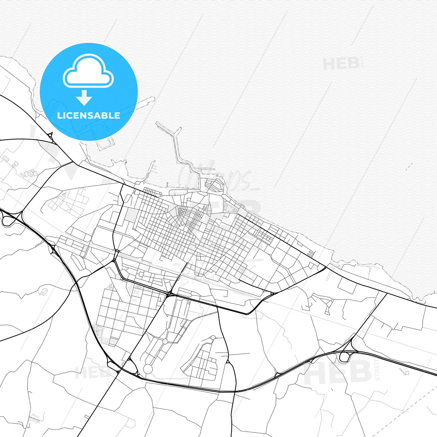 Vector PDF map of Molfetta, Italy